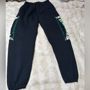 Thrasher Black Sweatpants with Green Details